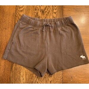 Abercrombie Kids Girls 13/14 Athleisure Shorts Brown Moose Logo Comfy Pockets